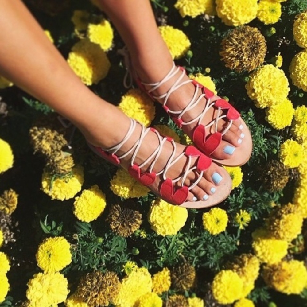 Cornetti Innamorati Lace Up Red Sandals Sz 36 5.5
